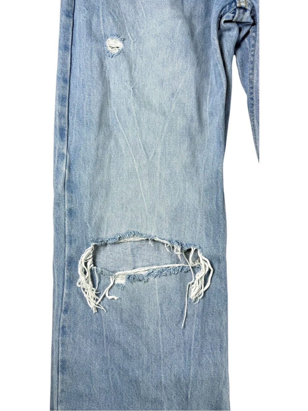Bershka 90s Wide Leg Distressed Light Wash Y2K Baggy Jeans Size 2 Boho - Picture 9 of 15